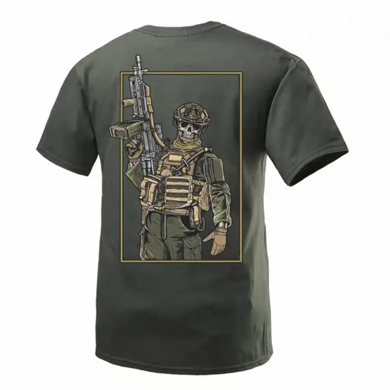 T-shirt tactique militaire pour homme 2026 Tough Guy Club, nouveau modèle d'été en pur coton imprimé, col rond, manches courtes, pour fans militaires 4XL / 4