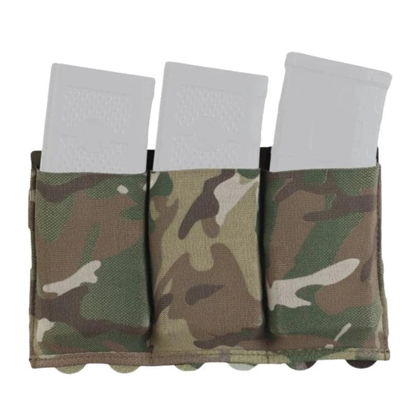 Tactical 5.56/7.62mm Lightweight Elastic Triple Mag Pouch Hunting CS Wargame Molle System Accessories Waist Bag Holster