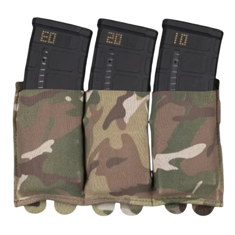Tactical 5.56/7.62mm Lightweight Elastic Triple Mag Pouch Hunting CS Wargame Molle System Accessories Waist Bag Holster