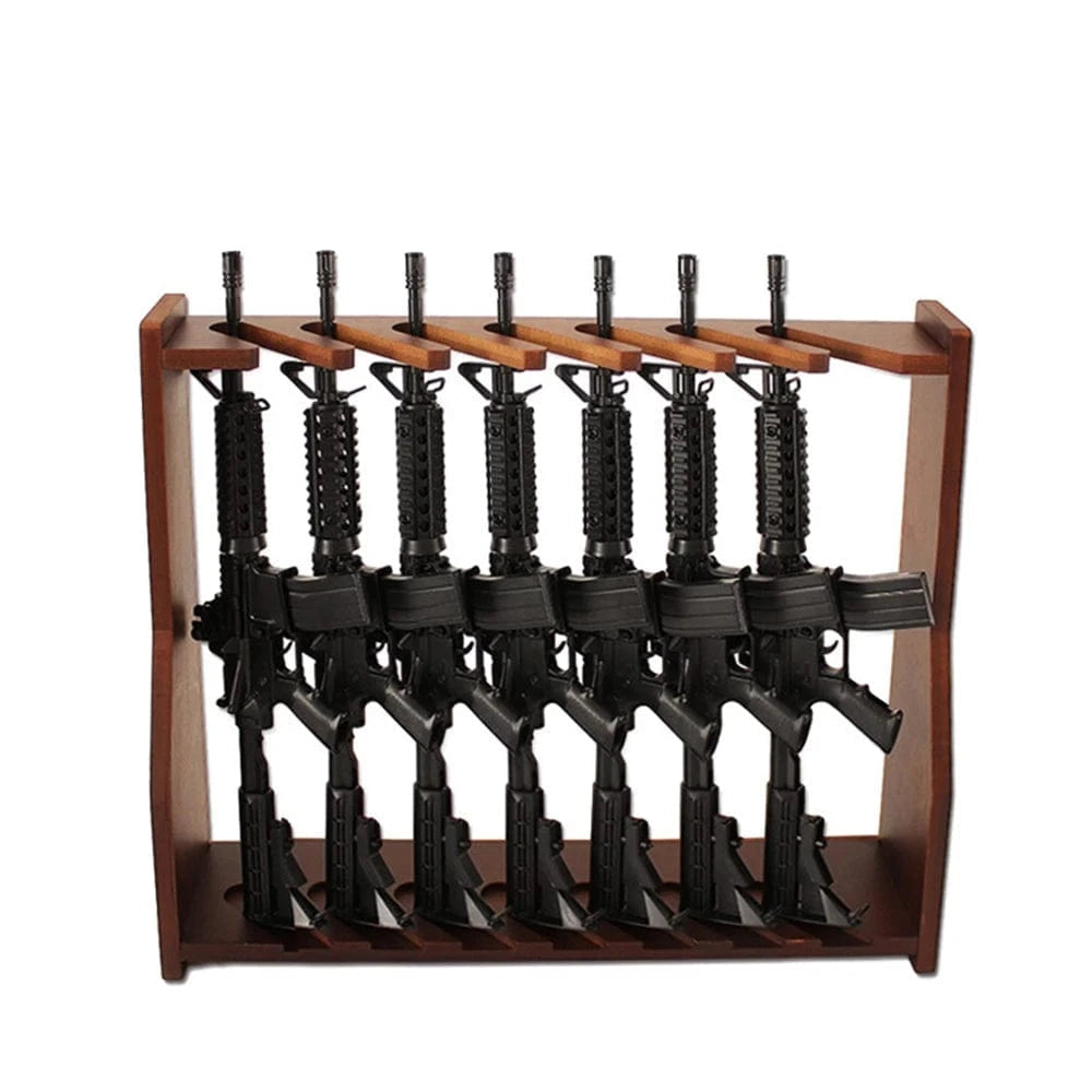 Tactical 7-Slot Rifle Gun Rack Wooden Vertical Multi-Function Shotgun Gun Weapon Display Stand for CS Airsoft Hunting Shooting