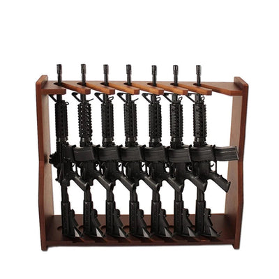 Tactical 7-Slot Rifle Gun Rack Wooden Vertical Multi-Function Shotgun Gun Weapon Display Stand for CS Airsoft Hunting Shooting