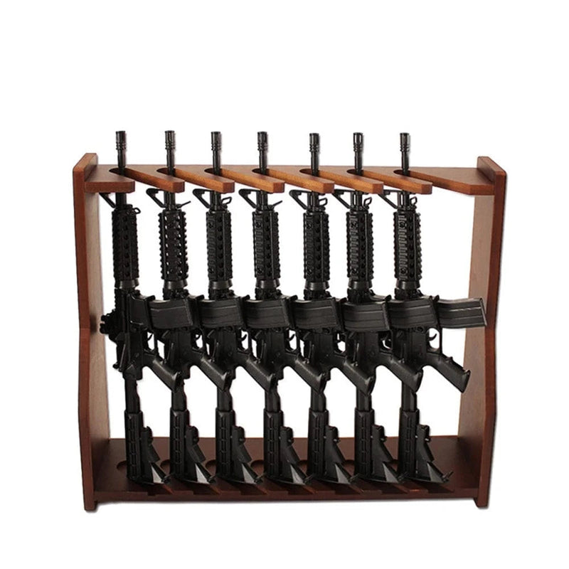 Tactical 7-Slot Rifle Gun Rack Wooden Vertical Multi-Function Shotgun Gun Weapon Display Stand for CS Airsoft Hunting Shooting