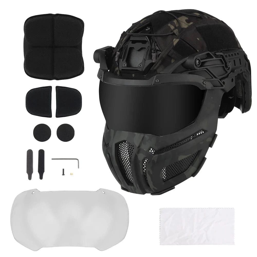 Tactical FAST Helmet With Goggles Mask Full Protection Hunting Combat Airsoft Helmet Outdoor Sports Cycling Safety Helmet Gear HL-100 BCP