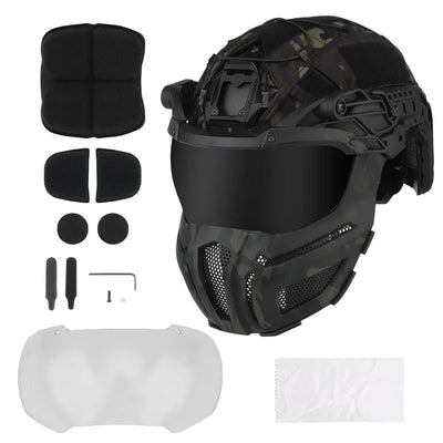 Tactical FAST Helmet With Goggles Mask Full Protection Hunting Combat Airsoft Helmet Outdoor Sports Cycling Safety Helmet Gear HL-100 BCP