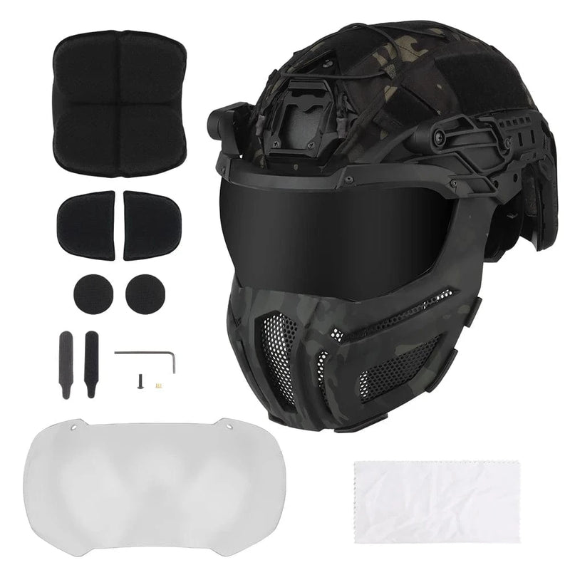 Tactical FAST Helmet With Goggles Mask Full Protection Hunting Combat Airsoft Helmet Outdoor Sports Cycling Safety Helmet Gear HL-100 BCP