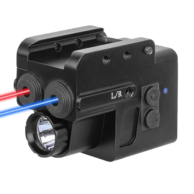 Tactical Flashlight Red&Blue Laser Sight for Pistol & Rifle, Fast Type-C Charging，Picatinny Weaver Rail Blue