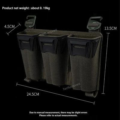 Tactical Multi-caliber Triple Magazine Pouch w/ 2nd Layer Admin Bag for M4 556 Long 9mm Mag Aifsoft Plate Carrier Front Placard