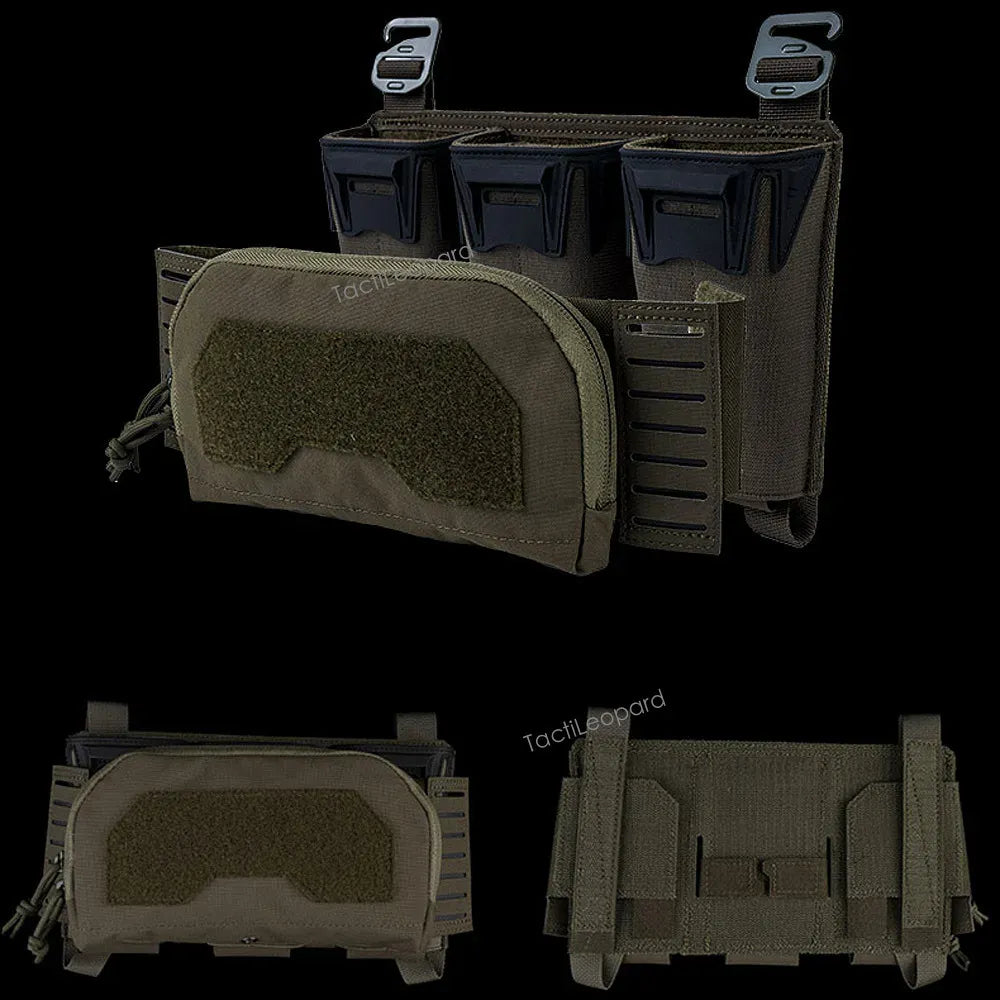 Tactical Multi-caliber Triple Magazine Pouch w/ 2nd Layer Admin Bag for M4 556 Long 9mm Mag Aifsoft Plate Carrier Front Placard