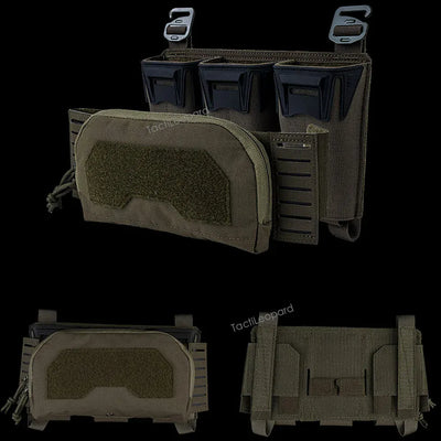 Tactical Multi-caliber Triple Magazine Pouch w/ 2nd Layer Admin Bag for M4 556 Long 9mm Mag Aifsoft Plate Carrier Front Placard
