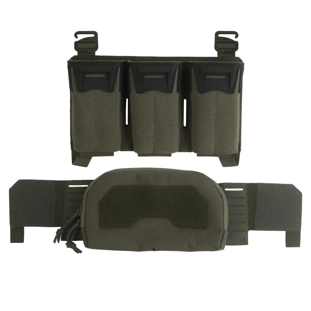 Tactical Multi-caliber Triple Magazine Pouch w/ 2nd Layer Admin Bag for M4 556 Long 9mm Mag Aifsoft Plate Carrier Front Placard RG Set