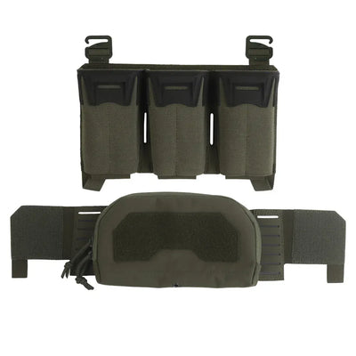 Tactical Multi-caliber Triple Magazine Pouch w/ 2nd Layer Admin Bag for M4 556 Long 9mm Mag Aifsoft Plate Carrier Front Placard RG Set