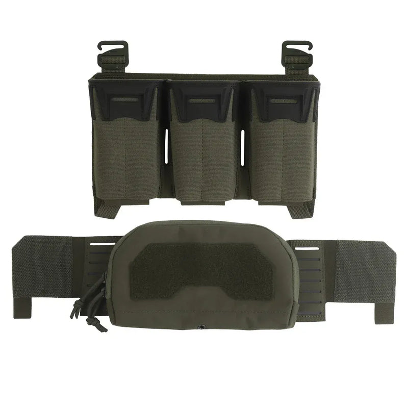 Tactical Multi-caliber Triple Magazine Pouch w/ 2nd Layer Admin Bag for M4 556 Long 9mm Mag Aifsoft Plate Carrier Front Placard RG Set
