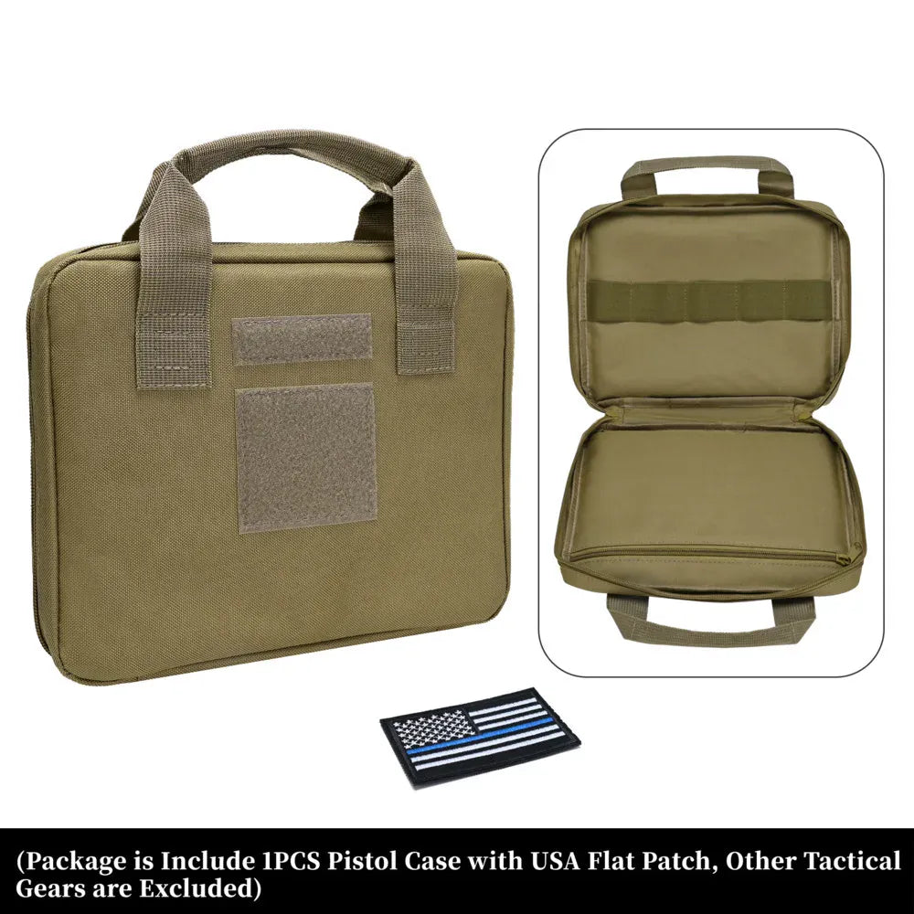 Tactical  Protable Hand Gun Case Soft Pistol Case with Elastic Loops Dual Padded Pistol Bags for Gun Tool Carrying Storage Bag