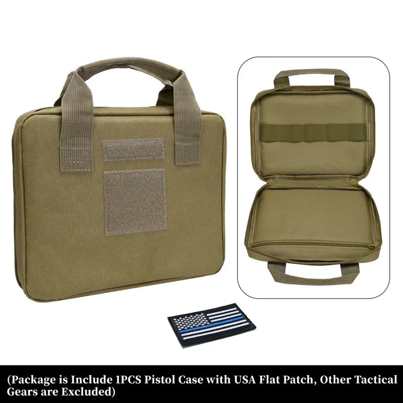 Tactical  Protable Hand Gun Case Soft Pistol Case with Elastic Loops Dual Padded Pistol Bags for Gun Tool Carrying Storage Bag
