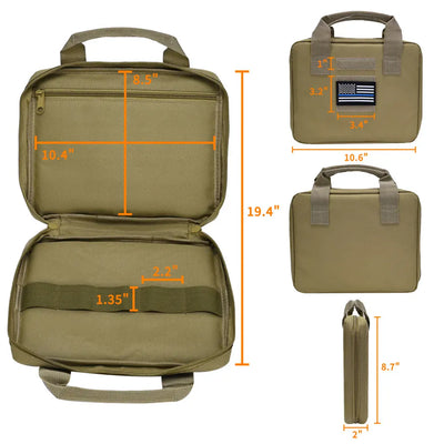 Tactical  Protable Hand Gun Case Soft Pistol Case with Elastic Loops Dual Padded Pistol Bags for Gun Tool Carrying Storage Bag
