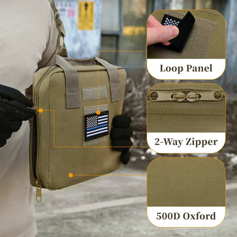 Tactical  Protable Hand Gun Case Soft Pistol Case with Elastic Loops Dual Padded Pistol Bags for Gun Tool Carrying Storage Bag