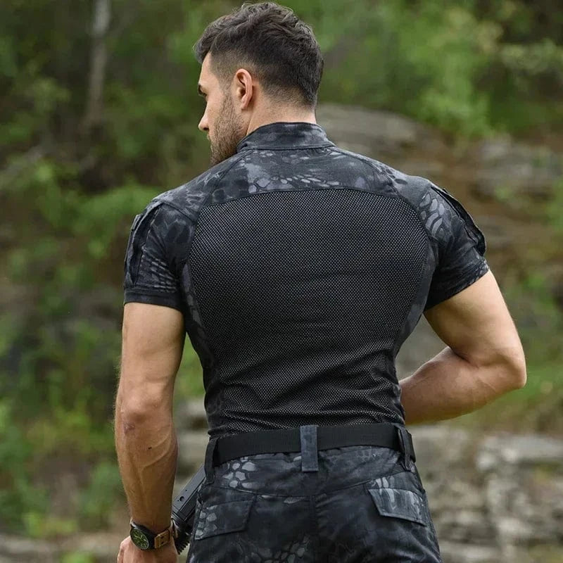 Tactical T-Shirts for Men Hiking Combat Short Sleeve Camping Shirt Camouflage Clothes Breathable CP Clothing Hunting Clothes