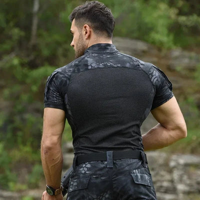 Tactical T-Shirts for Men Hiking Combat Short Sleeve Camping Shirt Camouflage Clothes Breathable CP Clothing Hunting Clothes