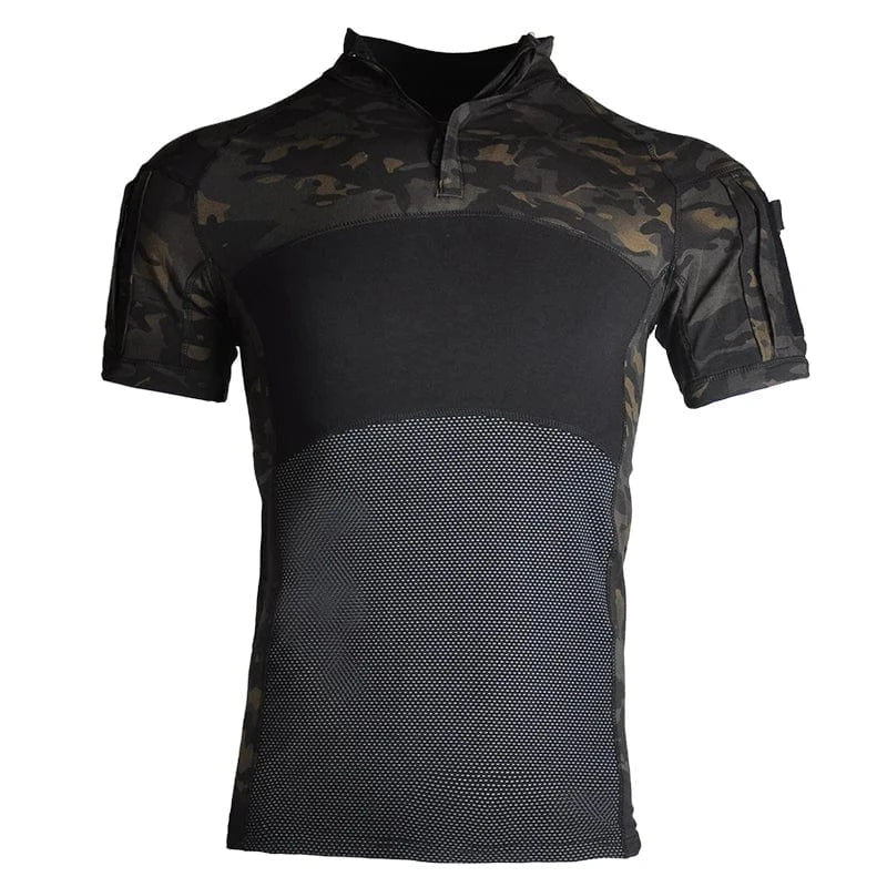 Tactical T-Shirts for Men Hiking Combat Short Sleeve Camping Shirt Camouflage Clothes Breathable CP Clothing Hunting Clothes
