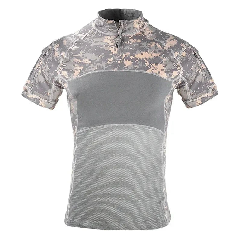 Tactical T-Shirts for Men Hiking Combat Short Sleeve Camping Shirt Camouflage Clothes Breathable CP Clothing Hunting Clothes ACU / L 65-75kg
