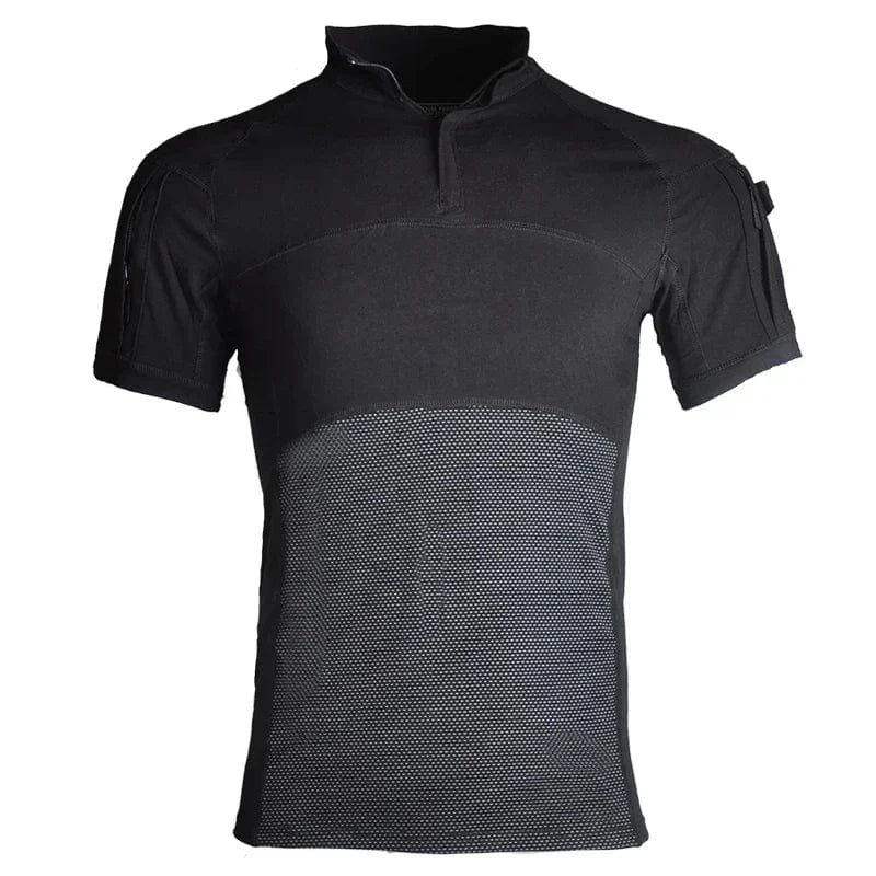 Tactical T-Shirts for Men Hiking Combat Short Sleeve Camping Shirt Camouflage Clothes Breathable CP Clothing Hunting Clothes black / S 45-55kg