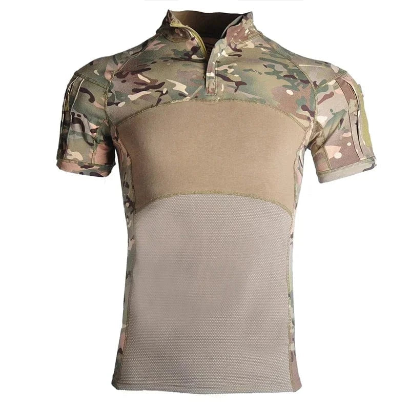 Tactical T-Shirts for Men Hiking Combat Short Sleeve Camping Shirt Camouflage Clothes Breathable CP Clothing Hunting Clothes CP / XXL 80-90kg