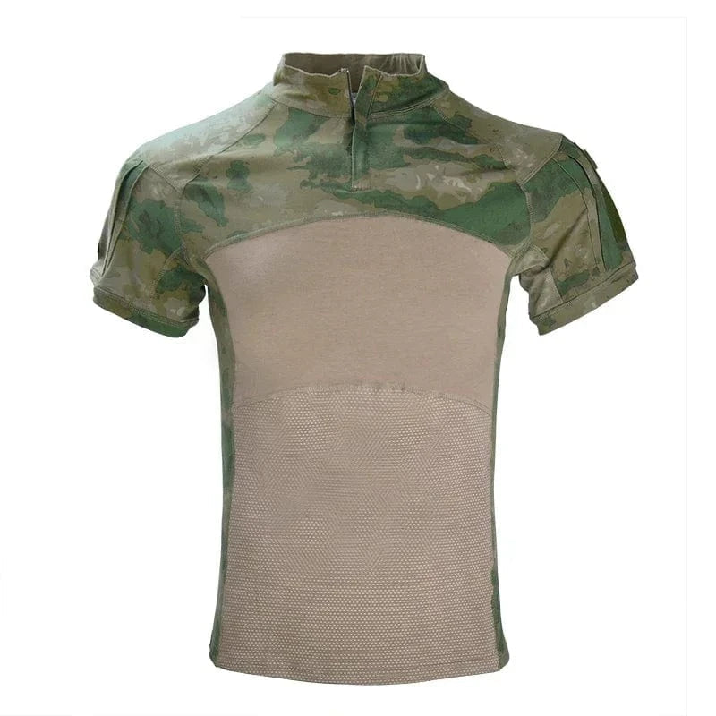 Tactical T-Shirts for Men Hiking Combat Short Sleeve Camping Shirt Camouflage Clothes Breathable CP Clothing Hunting Clothes Ruin Green / XXL 80-90kg