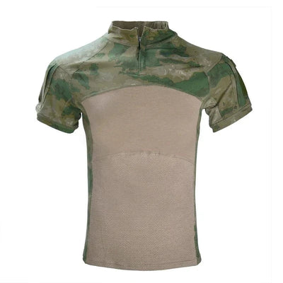 Tactical T-Shirts for Men Hiking Combat Short Sleeve Camping Shirt Camouflage Clothes Breathable CP Clothing Hunting Clothes Ruin Green / XXL 80-90kg
