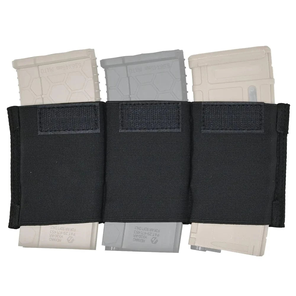 Tactifans 5.56 Triple Magazine Insert Pouch For Micro Fight MK3 MK4 Chest Rig Spiritus Style Elastic Built-in Magazine Holder Triple insert BK