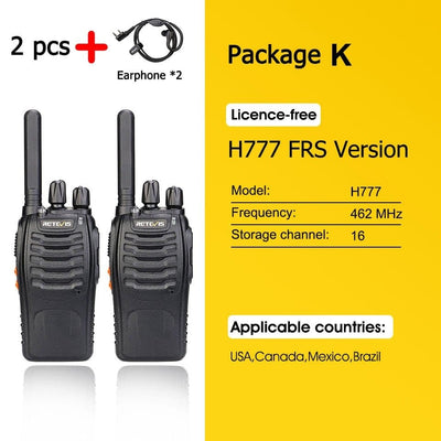 ACTION AIRSOFT 0 FRS 2PCS Earpieces Talkie-walkie Retevis H777 PLUS Pro PTT