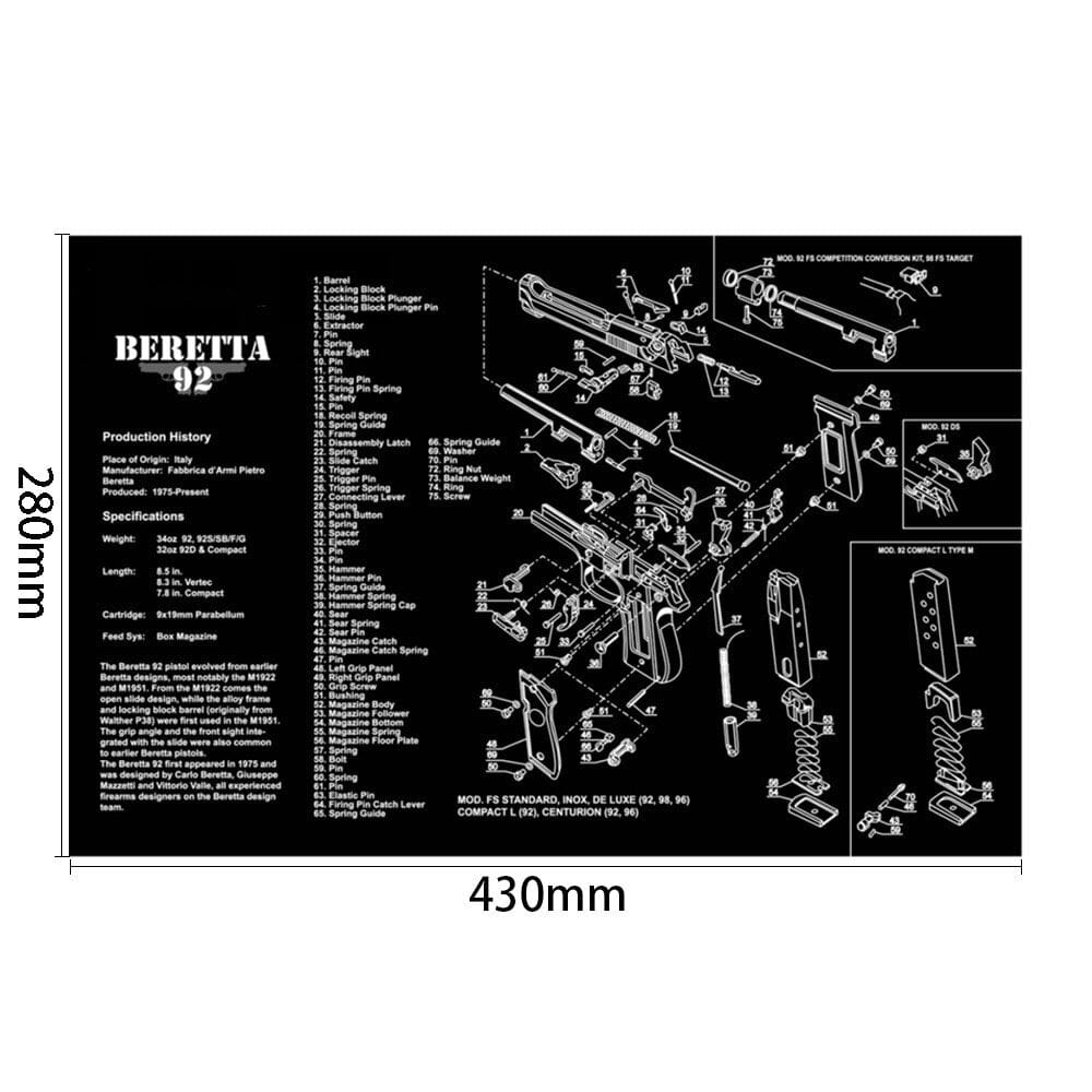 ACTION AIRSOFT 0 Beretta92-II Tapis nettoyage P365 1911 Glock
