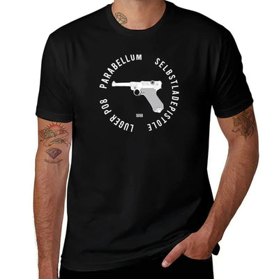 To the gun lover! Parabellum Luger P08 T-Shirt plus size clothes plus sizes cute clothes mens vintage t shirts Black / M