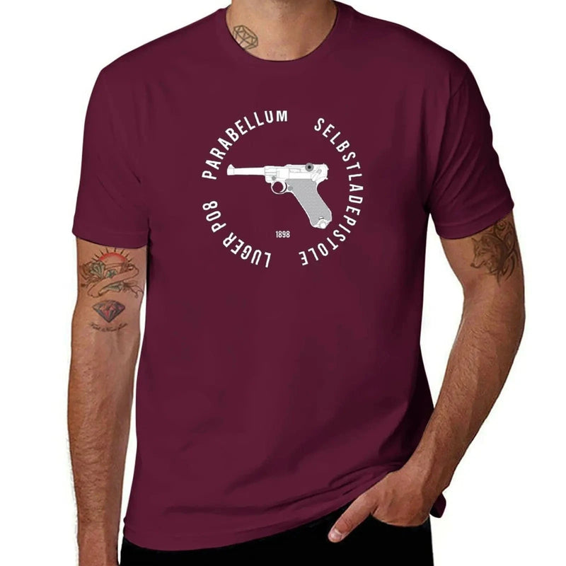 To the gun lover! Parabellum Luger P08 T-Shirt plus size clothes plus sizes cute clothes mens vintage t shirts Maroon / L