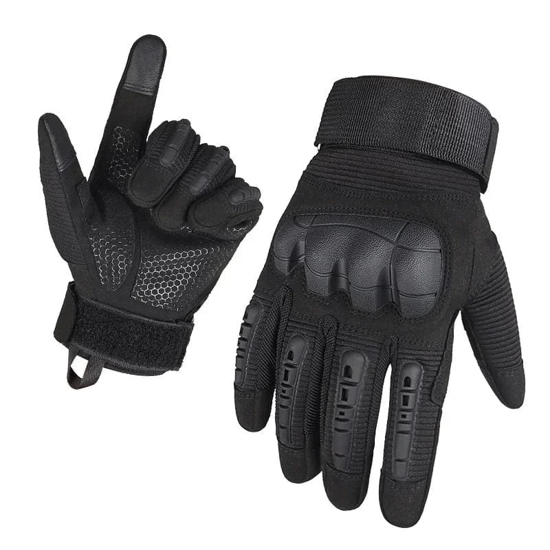 Touch Screen Tactical Full Finger Gloves Hard Rubber Paintball Airsoft Bicycle Combat Anti-skid Cycling Work Glove Men Black / M