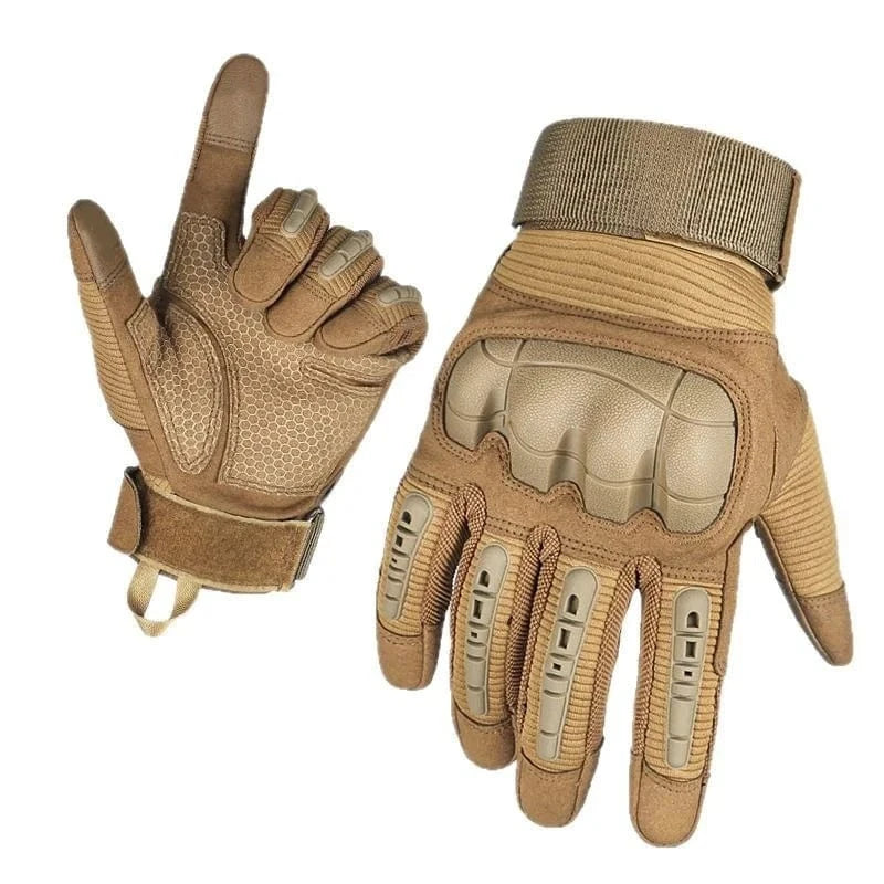 Touch Screen Tactical Full Finger Gloves Hard Rubber Paintball Airsoft Bicycle Combat Anti-skid Cycling Work Glove Men Khaki / XL