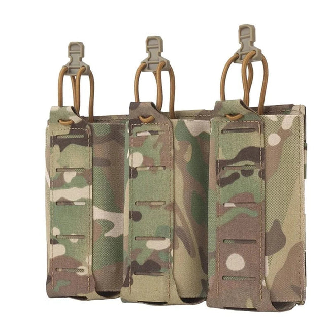 Triple Elastic Rifle Mag Pouch Lightweight MOLLE Panel for 5.56 7.62 Airsoft Ammo Storage Essentials