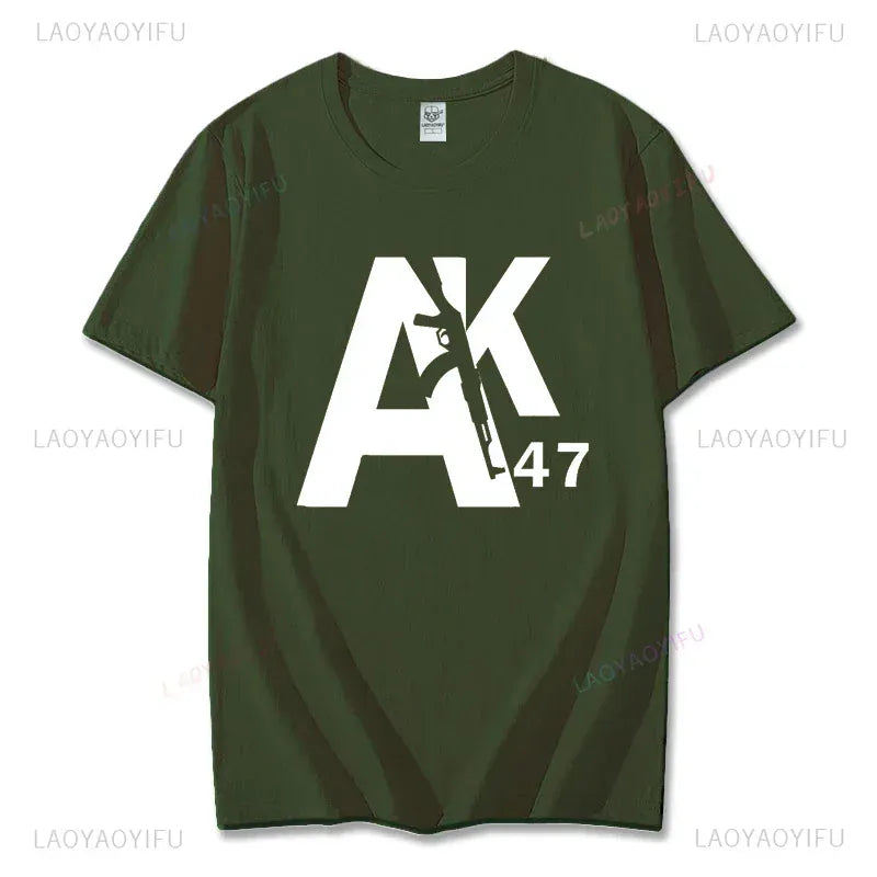 Unique Russian Kalashnikov AK47 Assault Rifle Nutrition Facts Graphic T Shirts Man Summer Cotton Short Sleeve O-Neck Men T Shirt