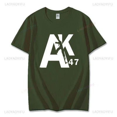 Unique Russian Kalashnikov AK47 Assault Rifle Nutrition Facts Graphic T Shirts Man Summer Cotton Short Sleeve O-Neck Men T Shirt