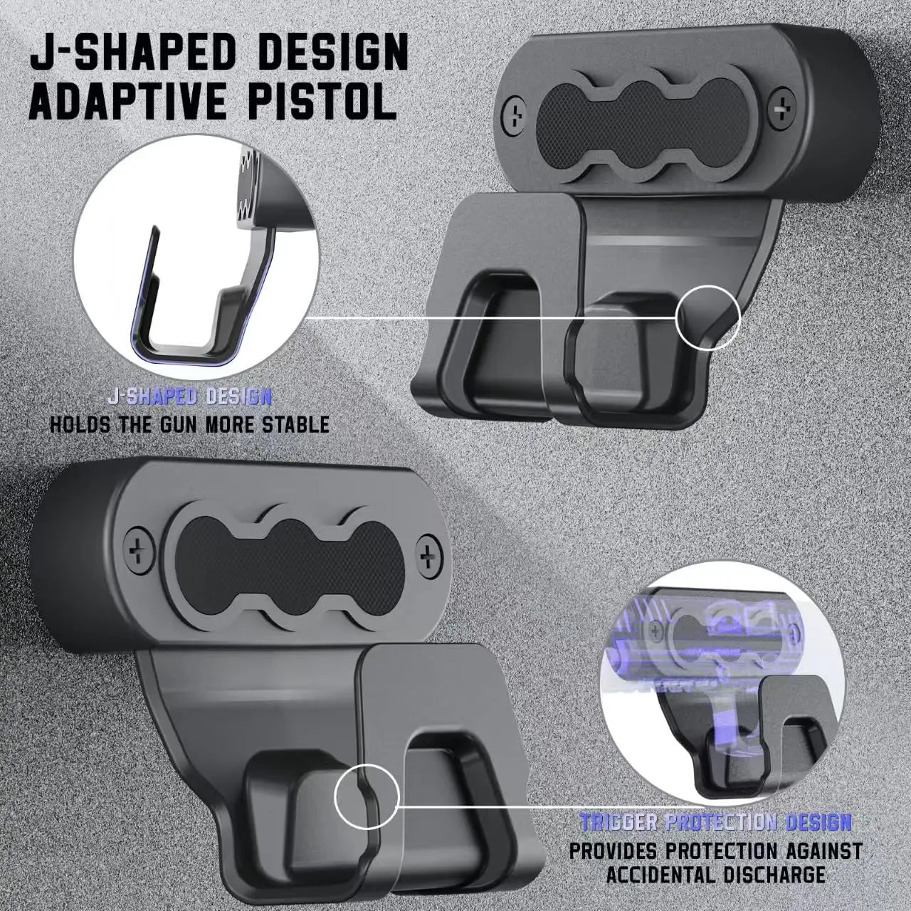 Universal Gun Magnet Mount Magnetic Pistol Holder Glock Stand 15Lbs Wall/Car Handgun Holster with Trigger Guard Protection