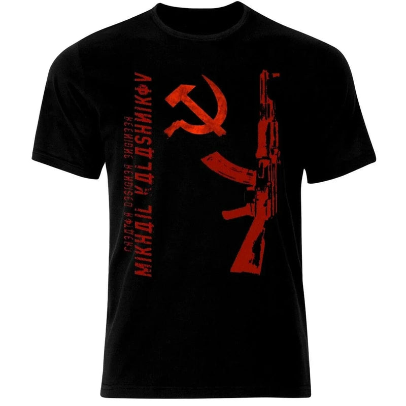 USSR Army Kalashnikov AK-47 Russia Soviet Assault Rifle T Shirt. Short Sleeve 100% Cotton Casual T-shirts Loose Top Size S-3XL black / L