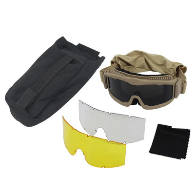 VULPO Tactical Goggles Airsoft Paintball Shooting Goggles Windproof Anti Fog Glasses Hiking Mountaineering Glasses 1 Set Tan