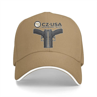 Washed Men's Baseball Cap Classic Trucker Snapback Caps Dad Hat CZ USA Gun Golf Hats Khaki / One Size