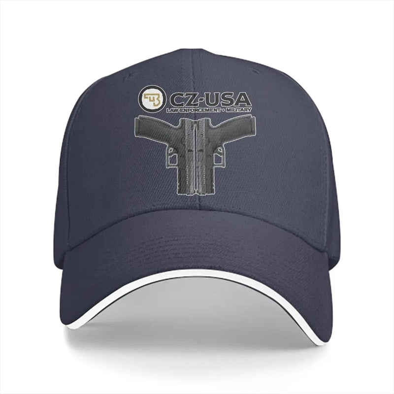 Washed Men's Baseball Cap Classic Trucker Snapback Caps Dad Hat CZ USA Gun Golf Hats Navy Blue / One Size