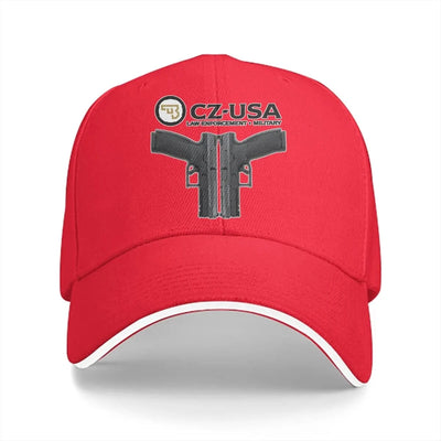 Washed Men's Baseball Cap Classic Trucker Snapback Caps Dad Hat CZ USA Gun Golf Hats Red / One Size