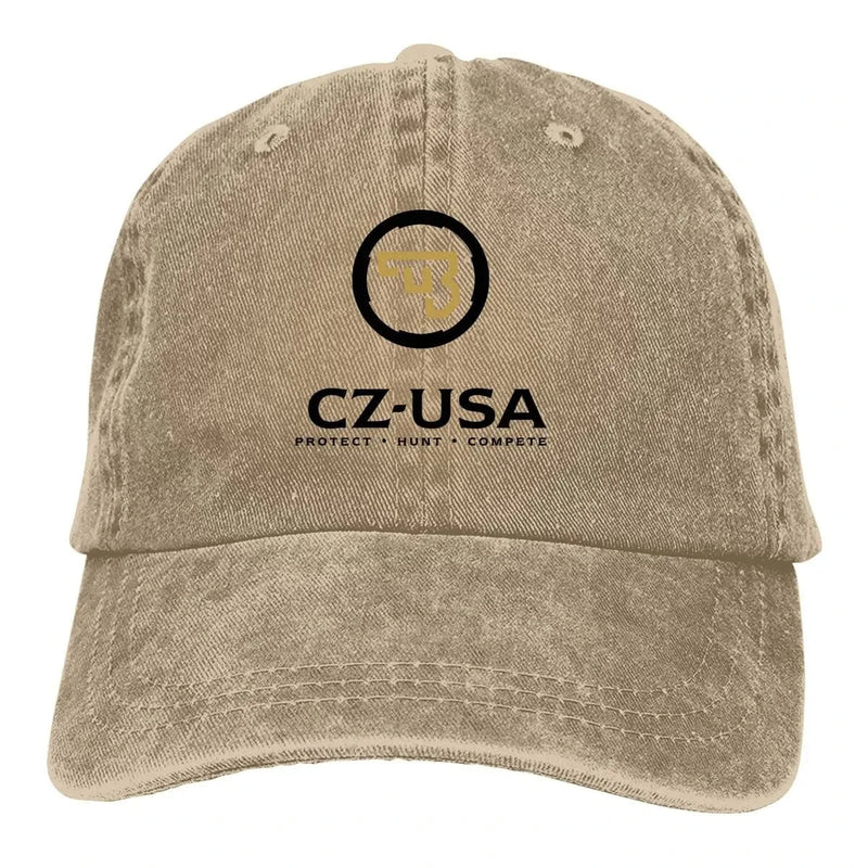 Washed Men's Baseball Cap Tacticals Trucker Snapback Caps Dad Hat CZ USA Gun Golf Hats Khaki / One Size