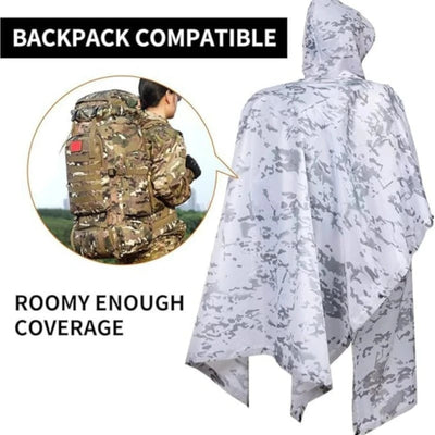 Winter Snow Camouflage Multi-functional Camouflage Poncho Waterproof Outdoor Ghillie Suit Tactical Uniform White camouflage / One Size