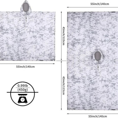 Winter Snow Camouflage Multi-functional Camouflage Poncho Waterproof Outdoor Ghillie Suit Tactical Uniform White camouflage / One Size