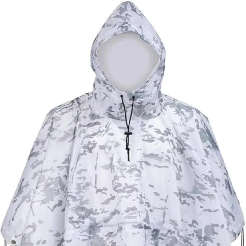 Winter Snow Camouflage Multi-functional Camouflage Poncho Waterproof Outdoor Ghillie Suit Tactical Uniform White camouflage / One Size