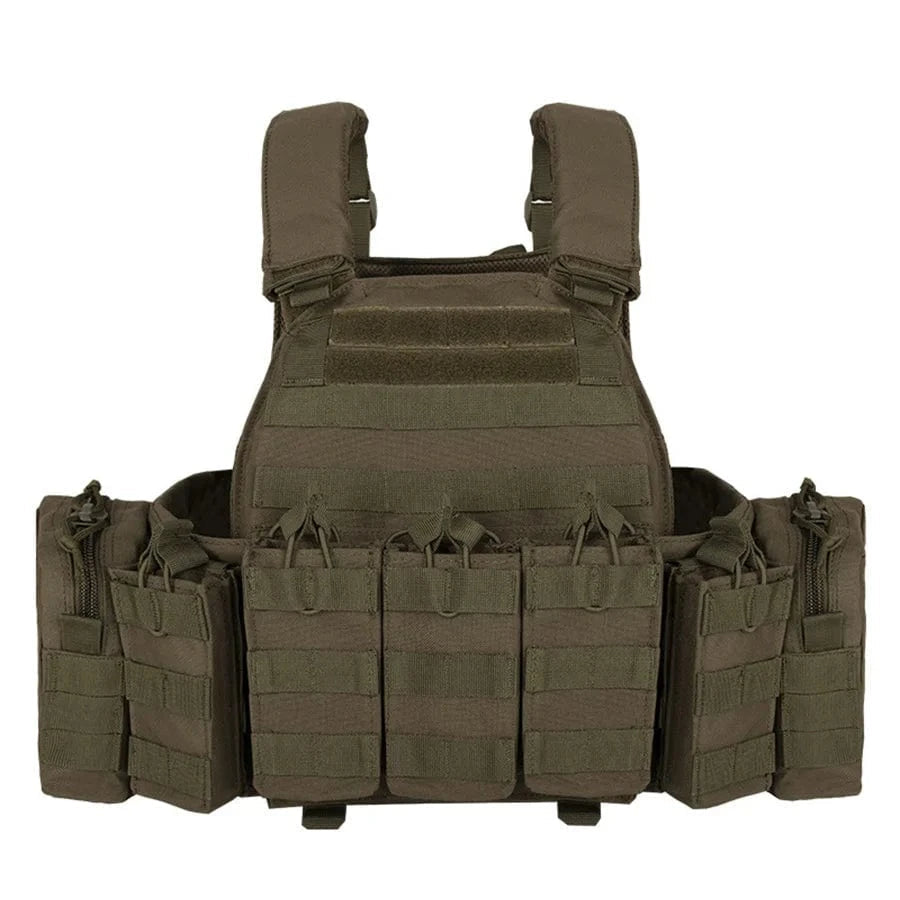 YAKEDA Equipment Vest and Five Piece Bag Training Vest Army Green