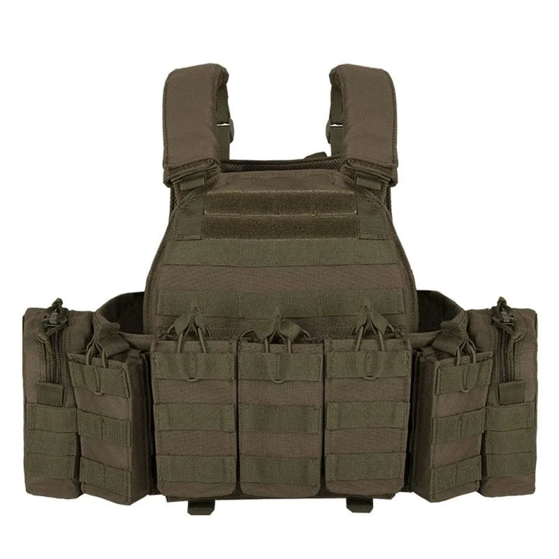 YAKEDA Equipment Vest and Five Piece Bag Training Vest Army Green